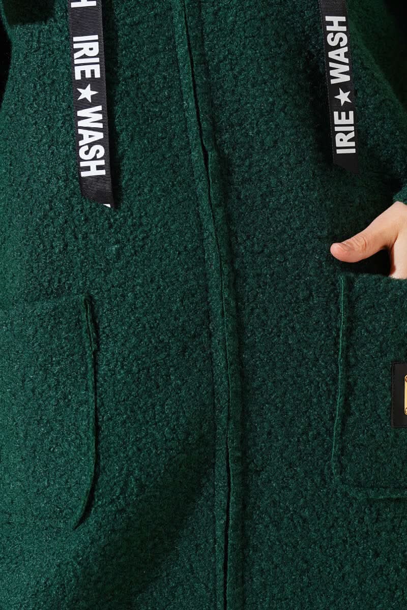 Armalı Kapüşonlu Buklet Kaban