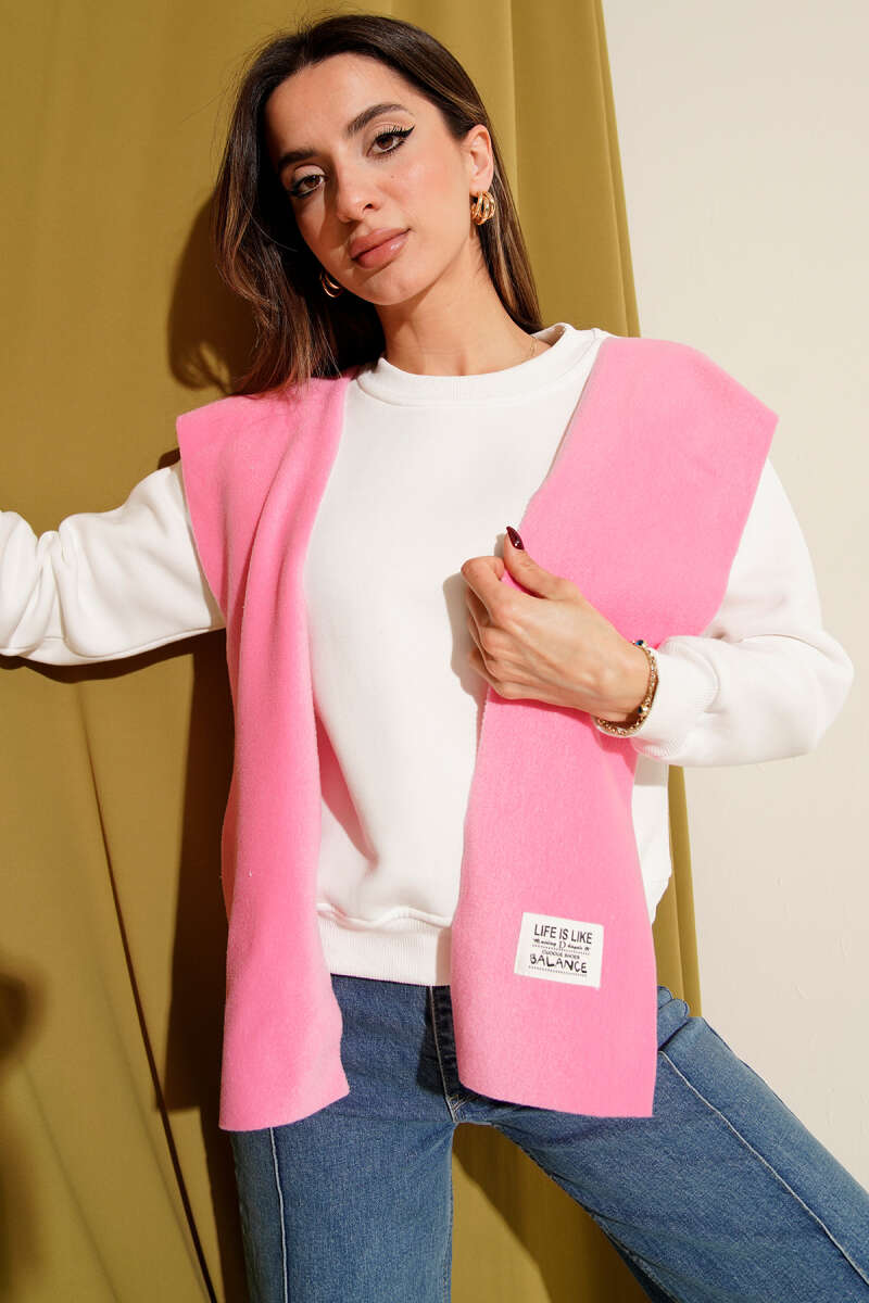 Armalı Polar Atkılı Üç İplik Sweatshirt