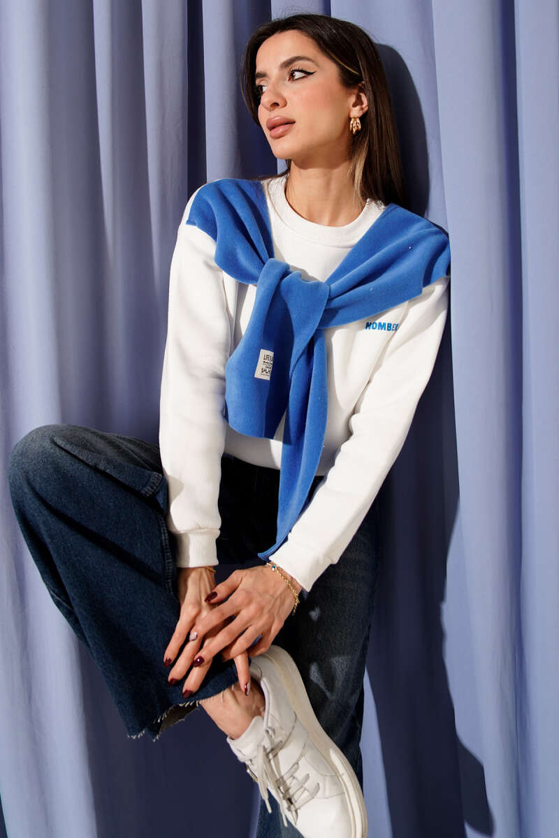 Armalı Polar Atkılı Üç İplik Sweatshirt