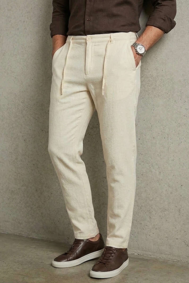 Armürlü Jogger Erkek Keten Pantolon