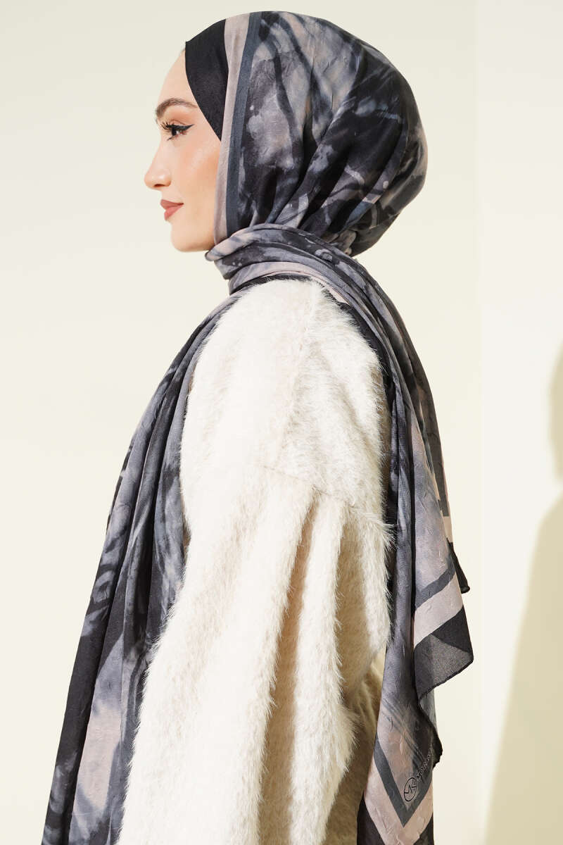 Ashira Desen Bambu Kraş Şal Siyah