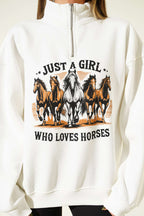 At Baskılı Fermuarlı Şardonlu Sweatshirt