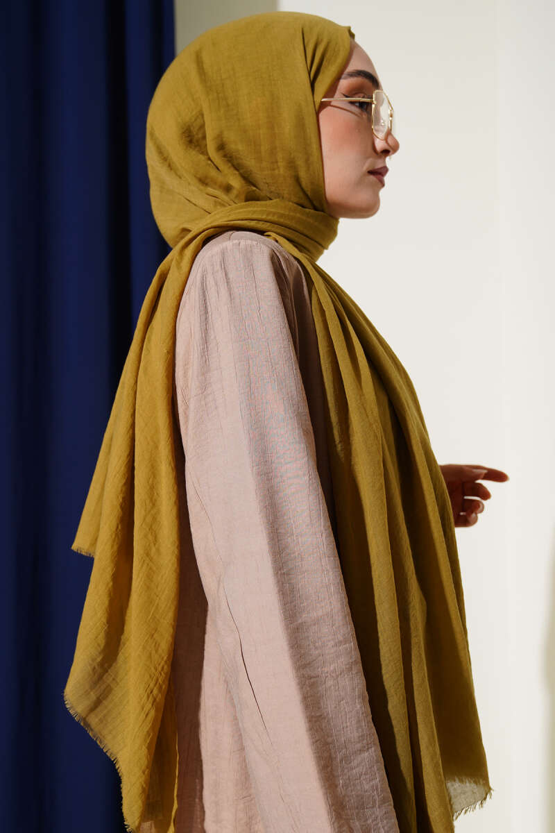 Aya Serisi İnce Pamuk Şal Kına Yeşili -131