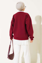 Ayıcık Nakış Üç İplik Sweatshirt