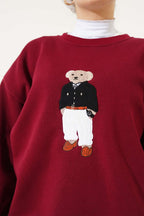 Ayıcık Nakış Üç İplik Sweatshirt