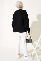 Ayıcık Nakış Üç İplik Sweatshirt