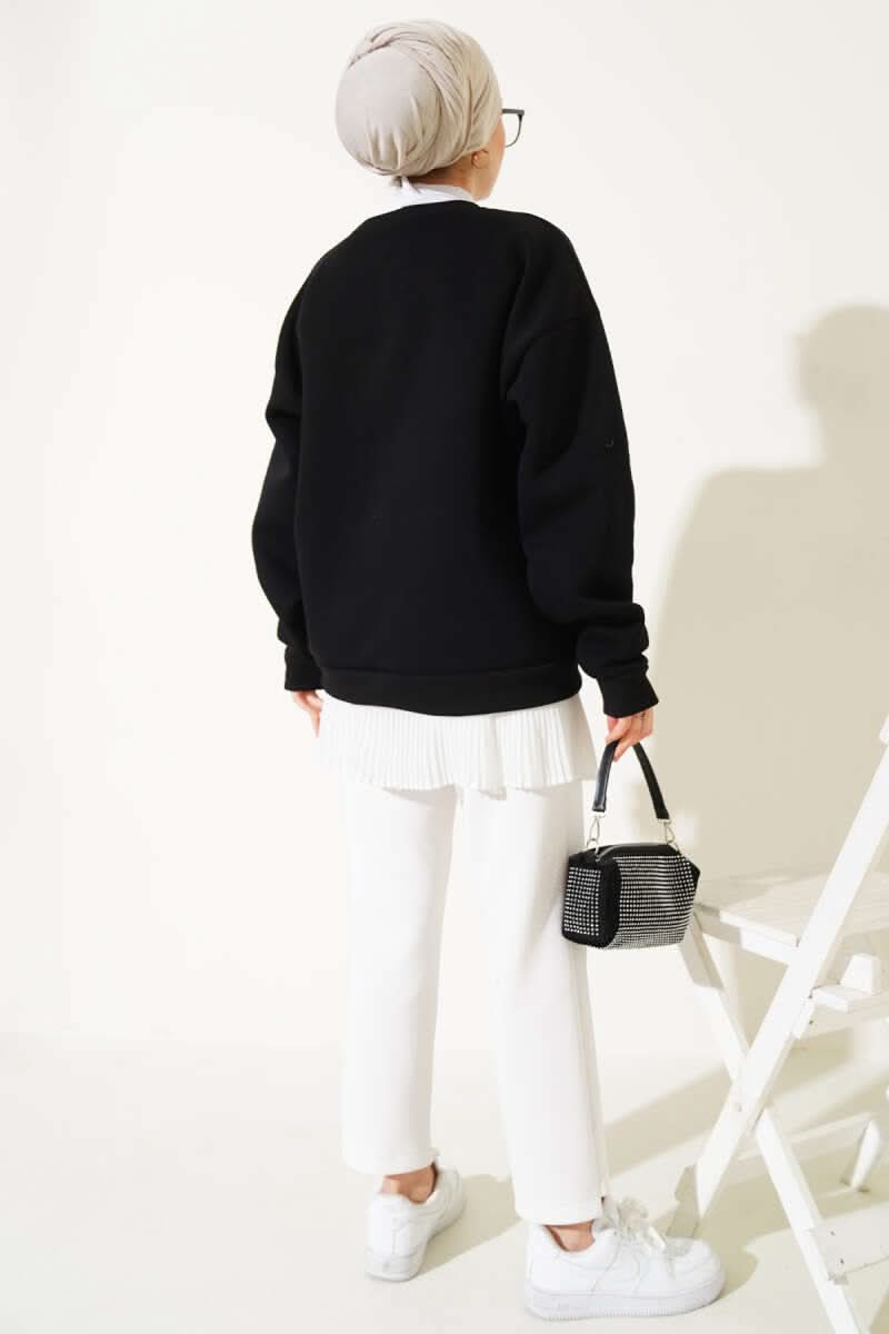Ayıcık Nakış Üç İplik Sweatshirt