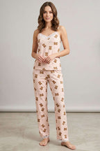 Ayıcıklı Fiyonklu İp Askılı Pijama Takımı Yavru Ağzı