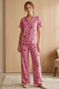 Ayıcıklı Kalpli Kısa Kol Pijama Takımı