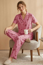 Ayıcıklı Kalpli Kısa Kol Pijama Takımı