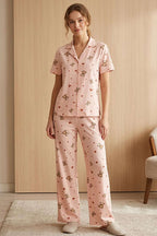 Ayıcıklı Kalpli Kısa Kol Pijama Takımı Yavru Ağzı