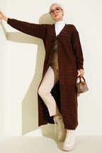 Langer Strickcardigan mit Schnürung