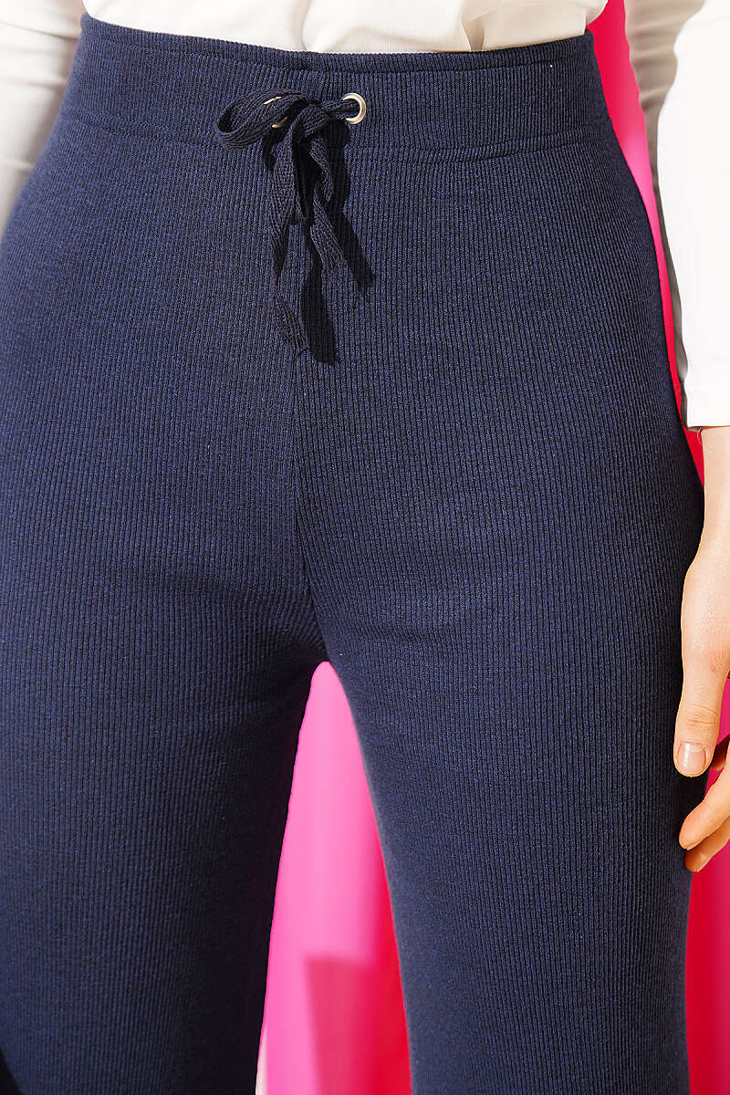 Bağcıklı İspanyol Paça Kaşkorse Pantolon Lacivert