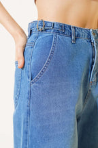 Baggy Yan Tokalı Kot Pantolon