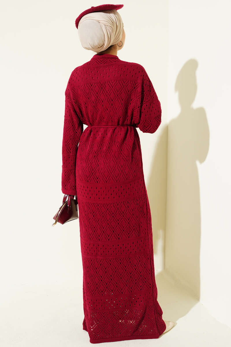Baklava Desen Ajurlu Triko Elbise