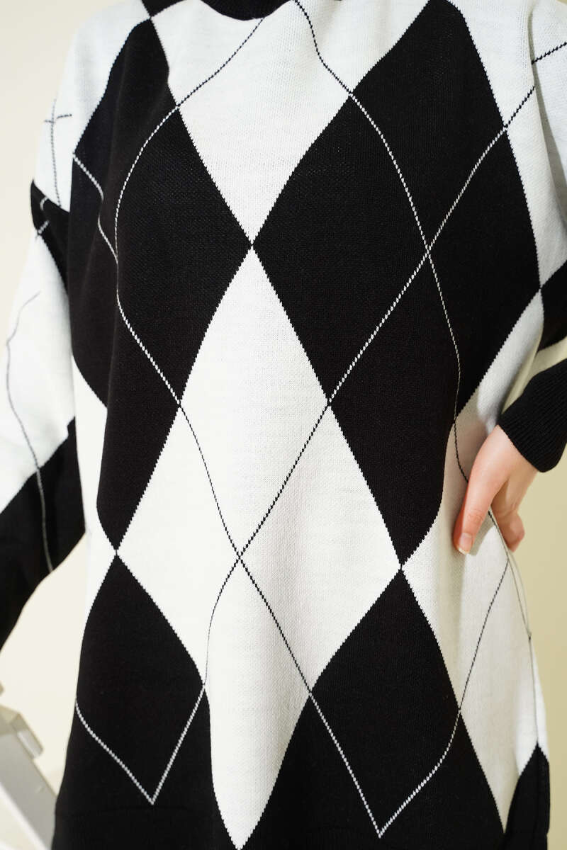 Baklava Desenli Basic Triko Tunik