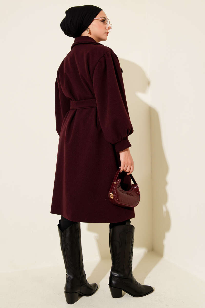 Balon Kol Düğmeli Kaşe Kaban