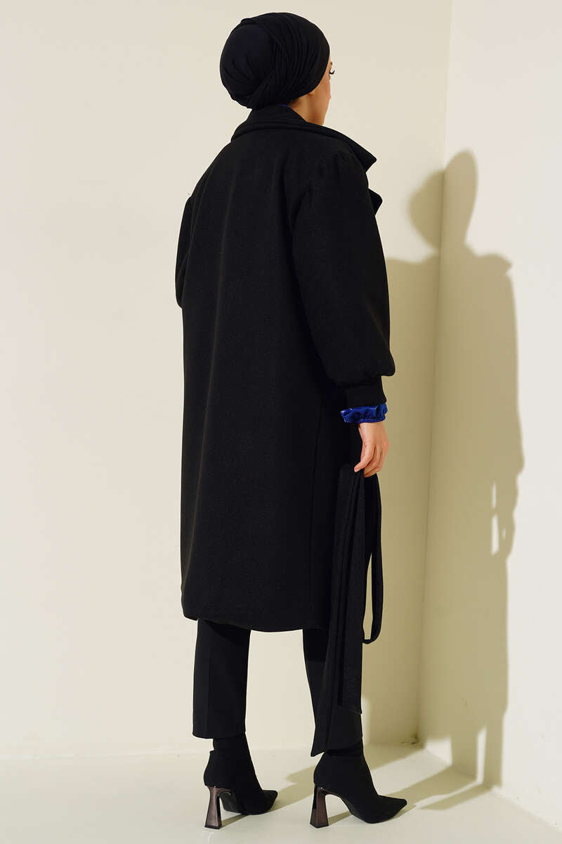 Balon Kol Düğmeli Kaşe Kaban