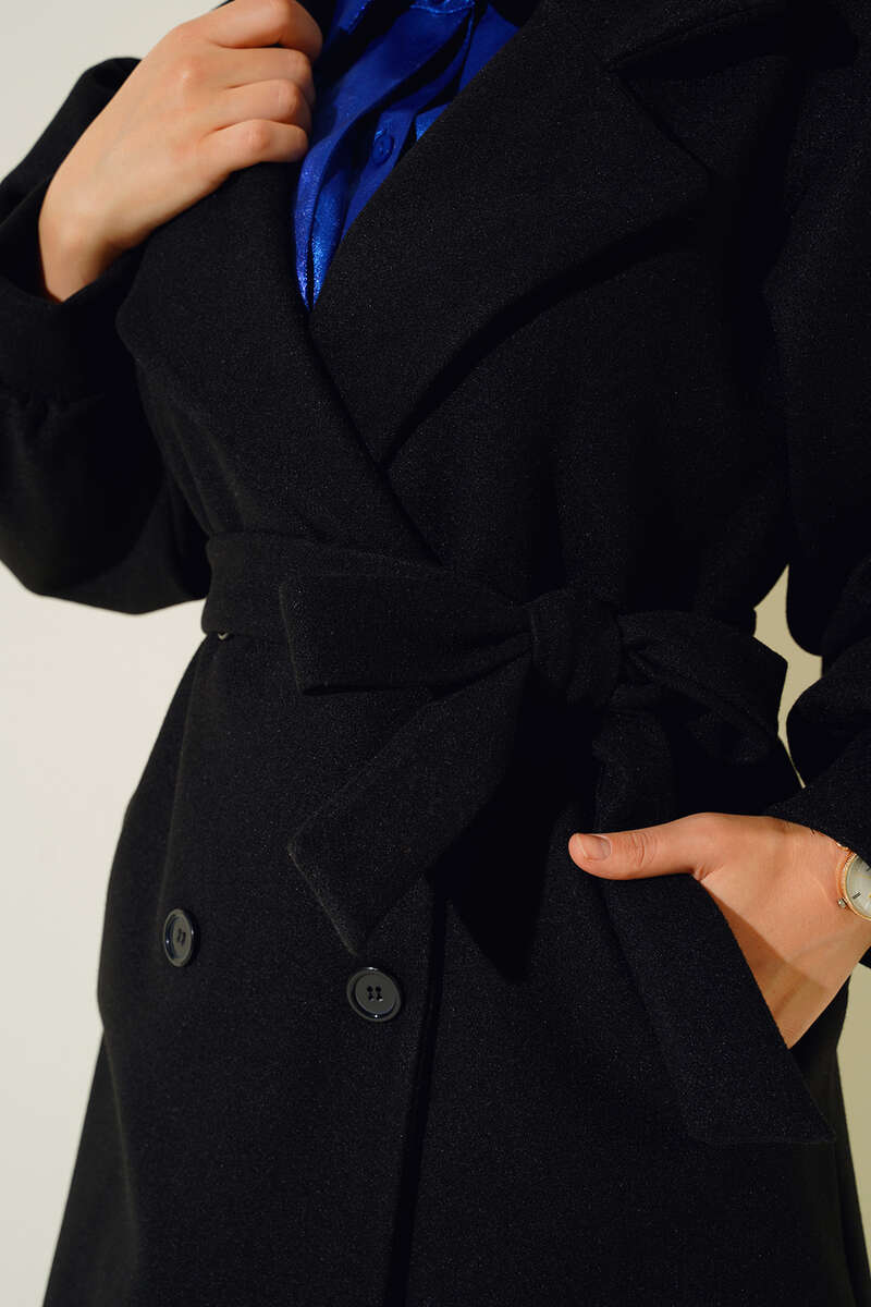 Balon Kol Düğmeli Kaşe Kaban