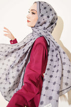 Barok Motifli Soft Şal Gri