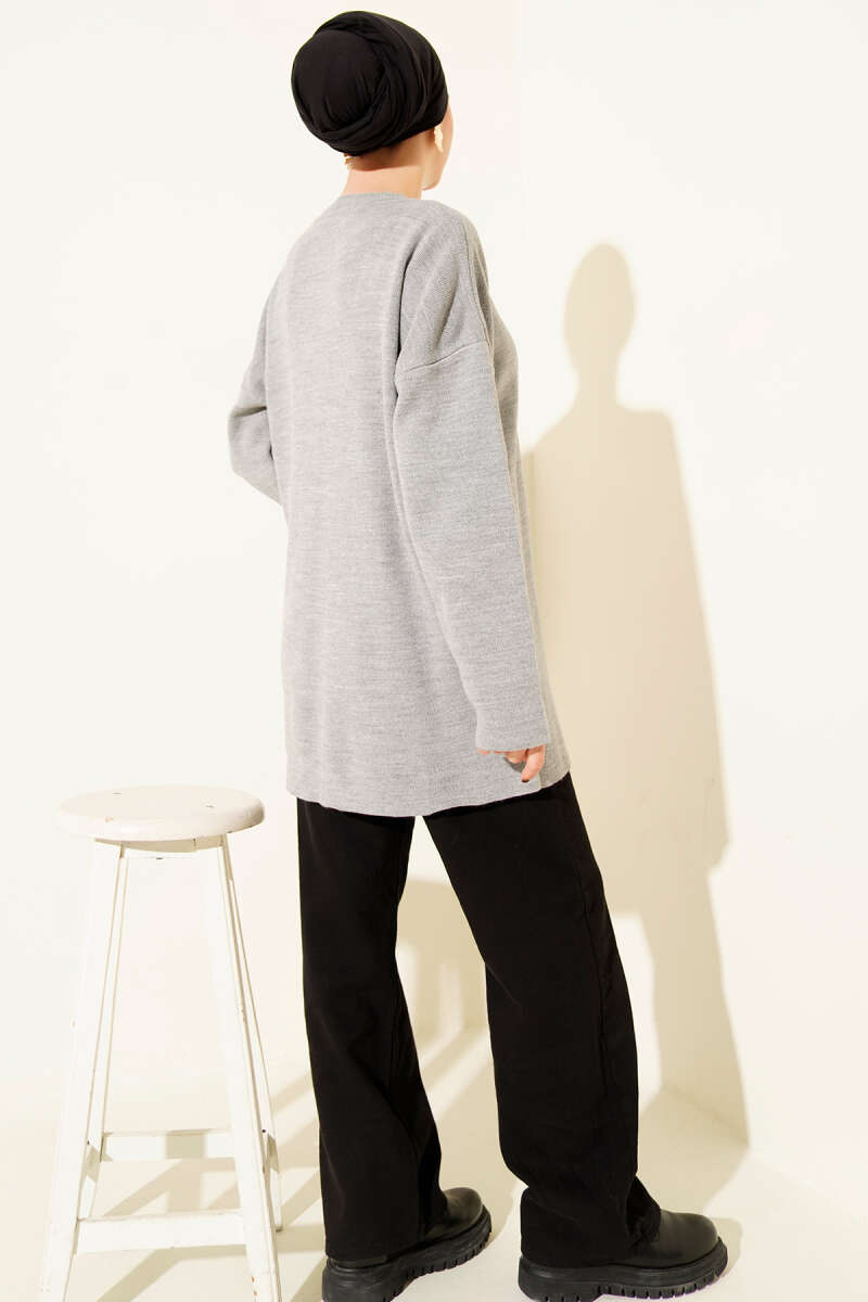 Basic Bisiklet Yaka Düz Triko Tunik
