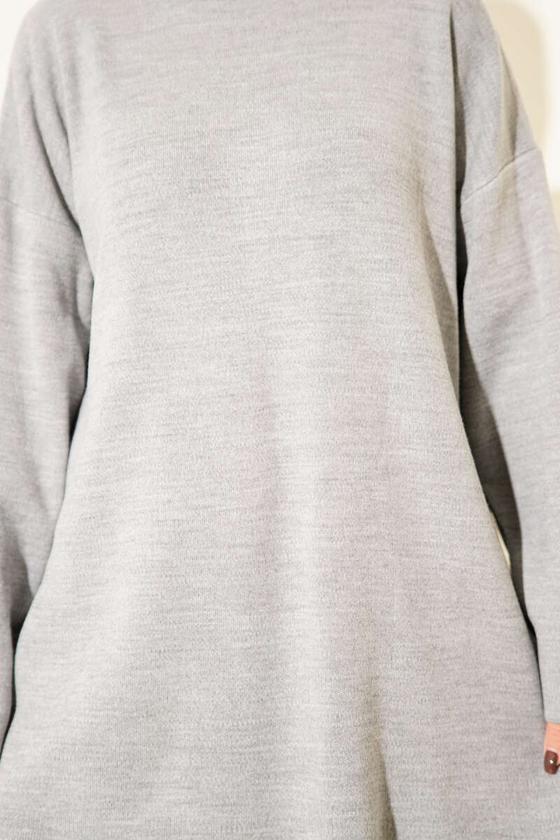 Basic Bisiklet Yaka Düz Triko Tunik