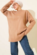 Basic Bisiklet Yaka Düz Triko Tunik