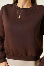 Basic Bisiklet Yaka Üç İp Sweatshirt