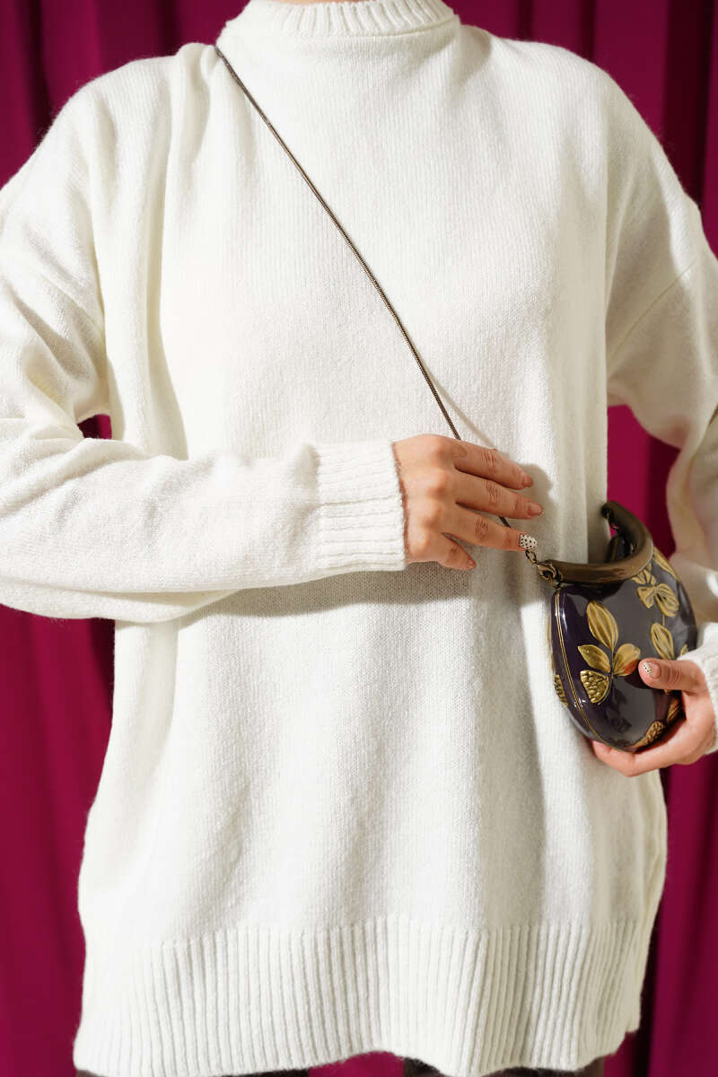 Basic Düşük Omuz Salaş Triko Tunik
