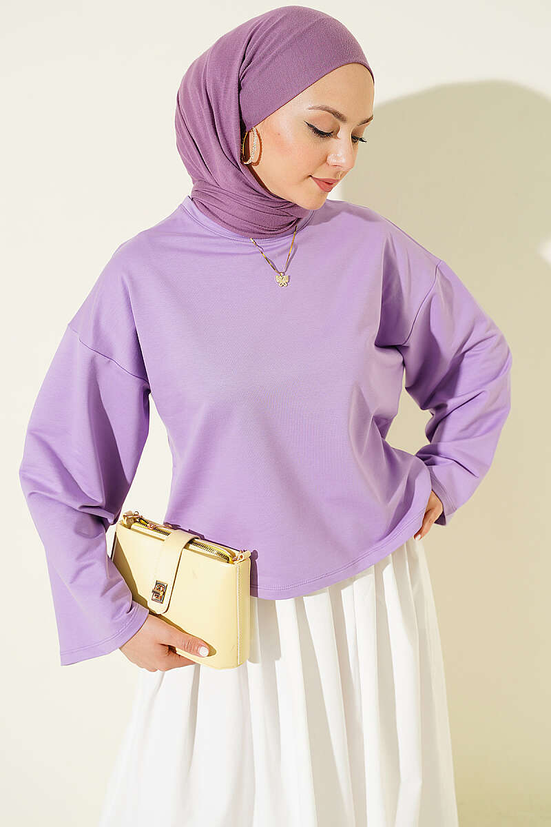 Basic Geniş Kollu Bluz Lila