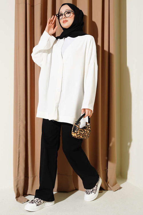 Basic Oversize Düğmeli Hırka