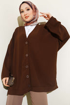 Basic Oversize Düğmeli Hırka