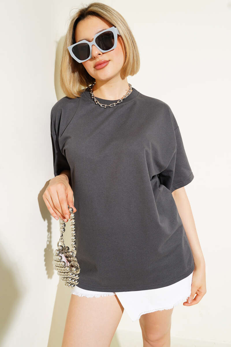 Basic Oversize T-shirt Füme