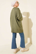 Basic Oversize Triko Tunik Haki