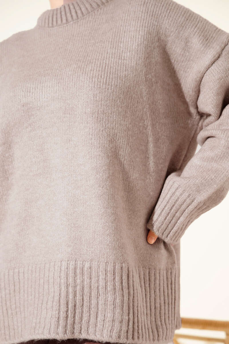 Basic Oversize Triko Tunik Vizon