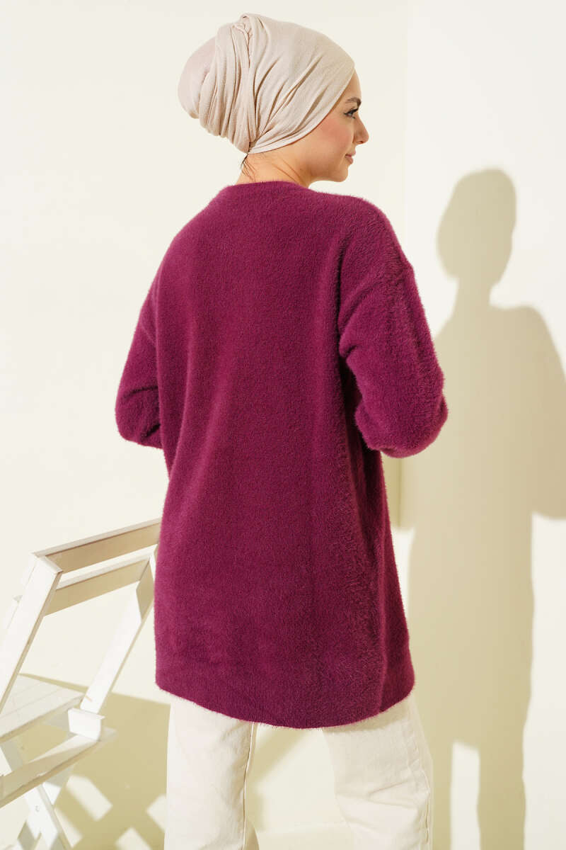 Basic Sakallı Triko Tunik Menekşe