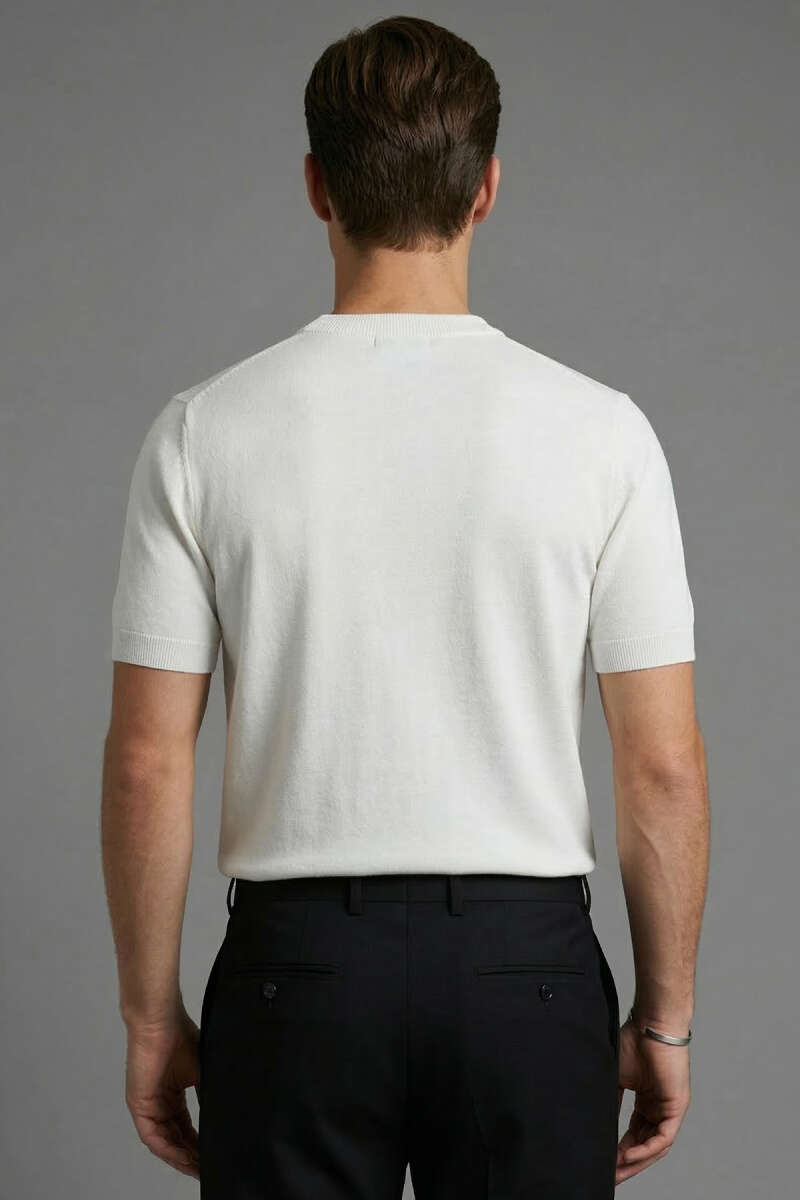 Basic Sıfır Yaka Erkek Triko T-shirt