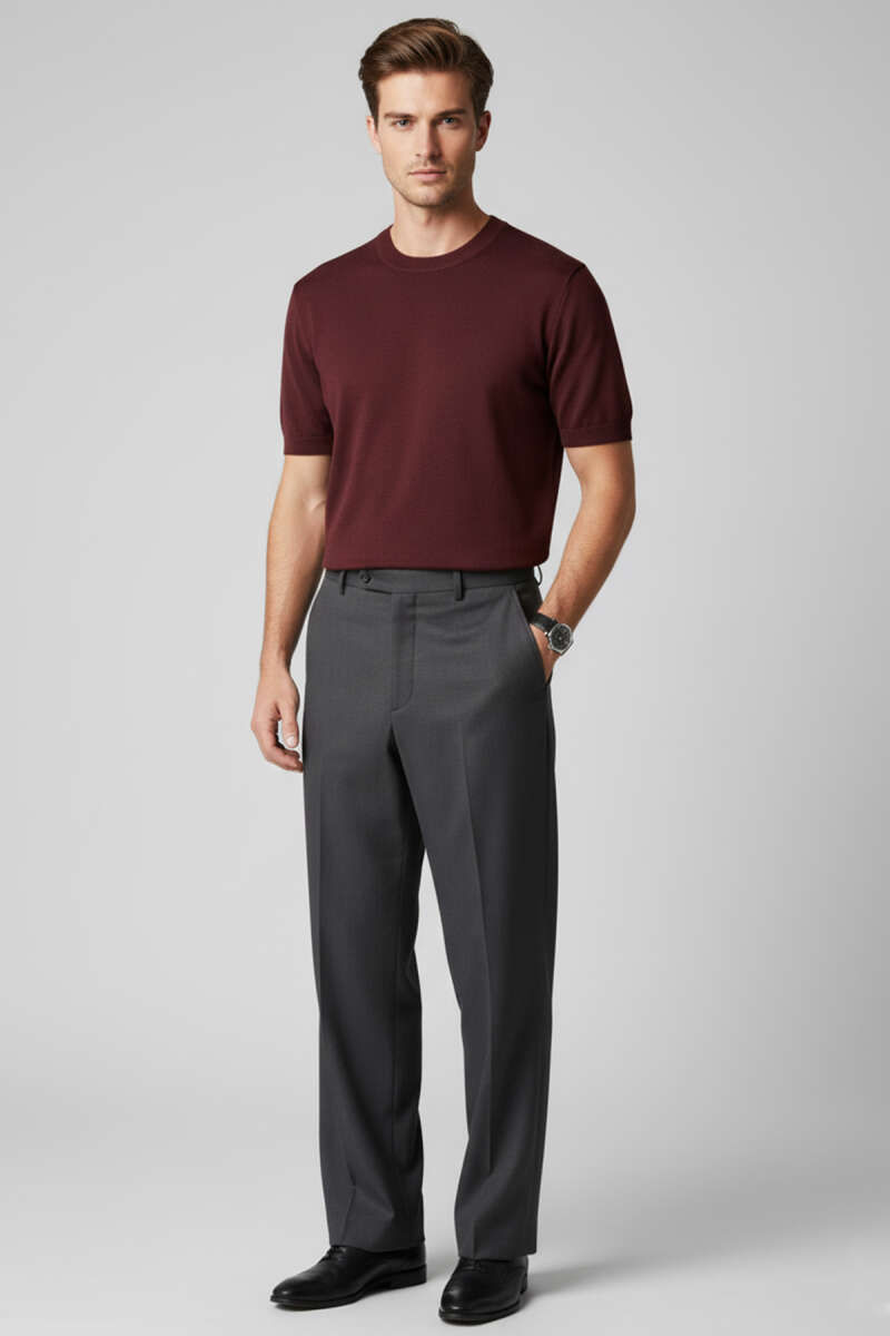 Basic Sıfır Yaka Erkek Triko T-shirt