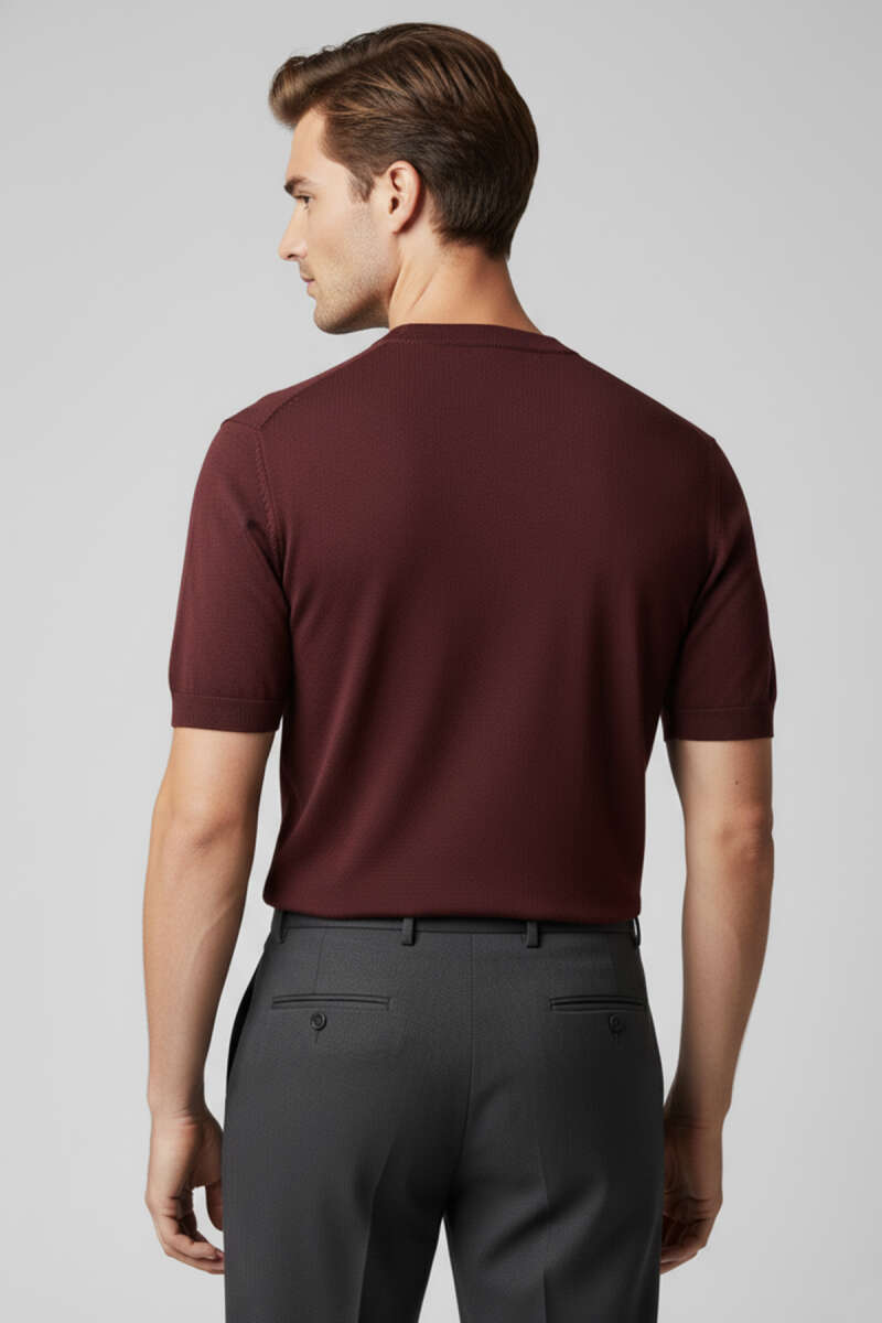 Basic Sıfır Yaka Erkek Triko T-shirt
