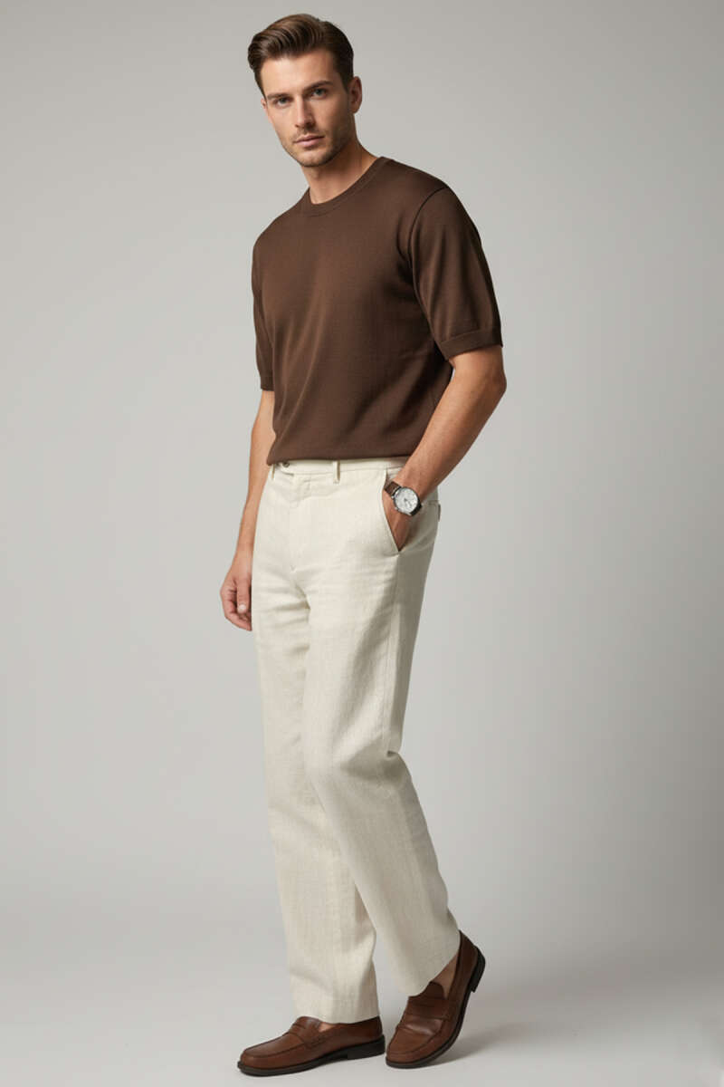 Basic Sıfır Yaka Erkek Triko T-shirt