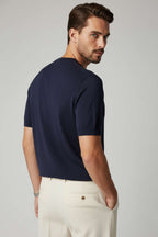 Basic Sıfır Yaka Erkek Triko T-shirt Lacivert