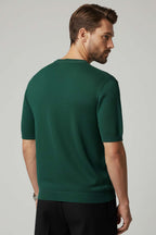 Basic Sıfır Yaka Erkek Triko T-shirt Nefti