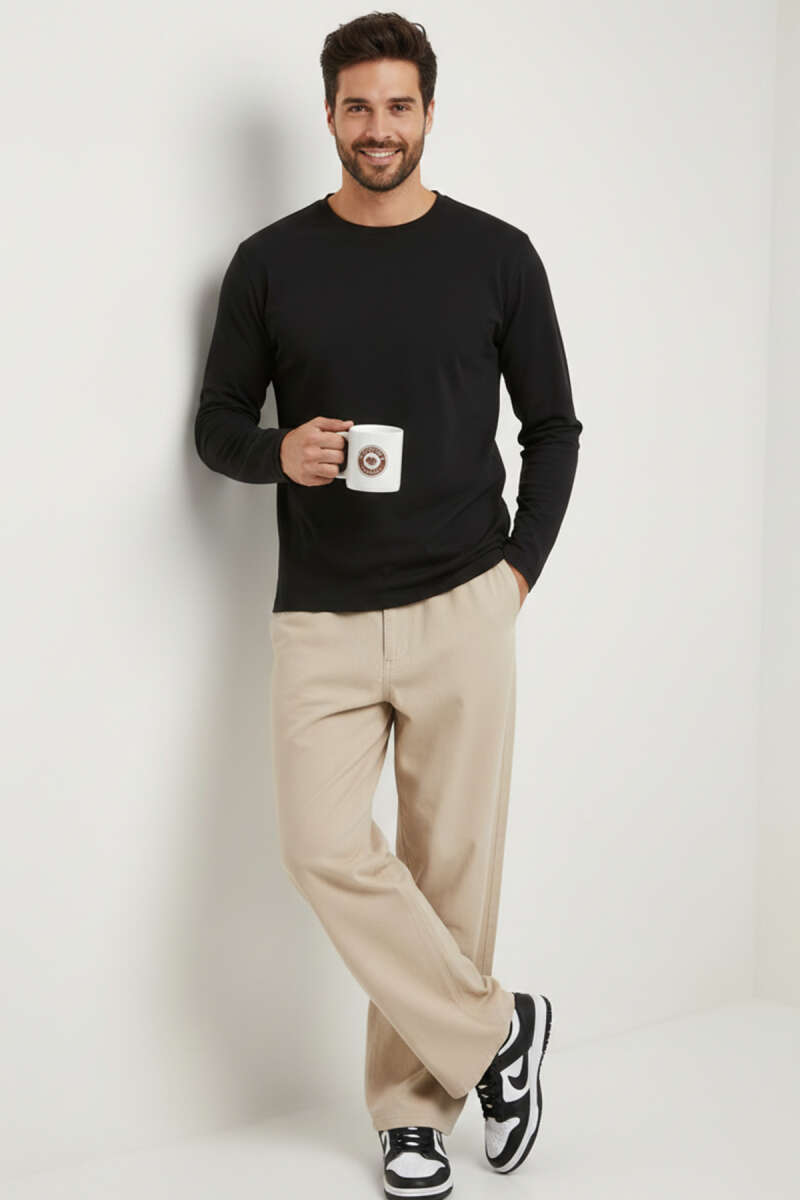 Basic Uzun Kol Sweatshirt Siyah