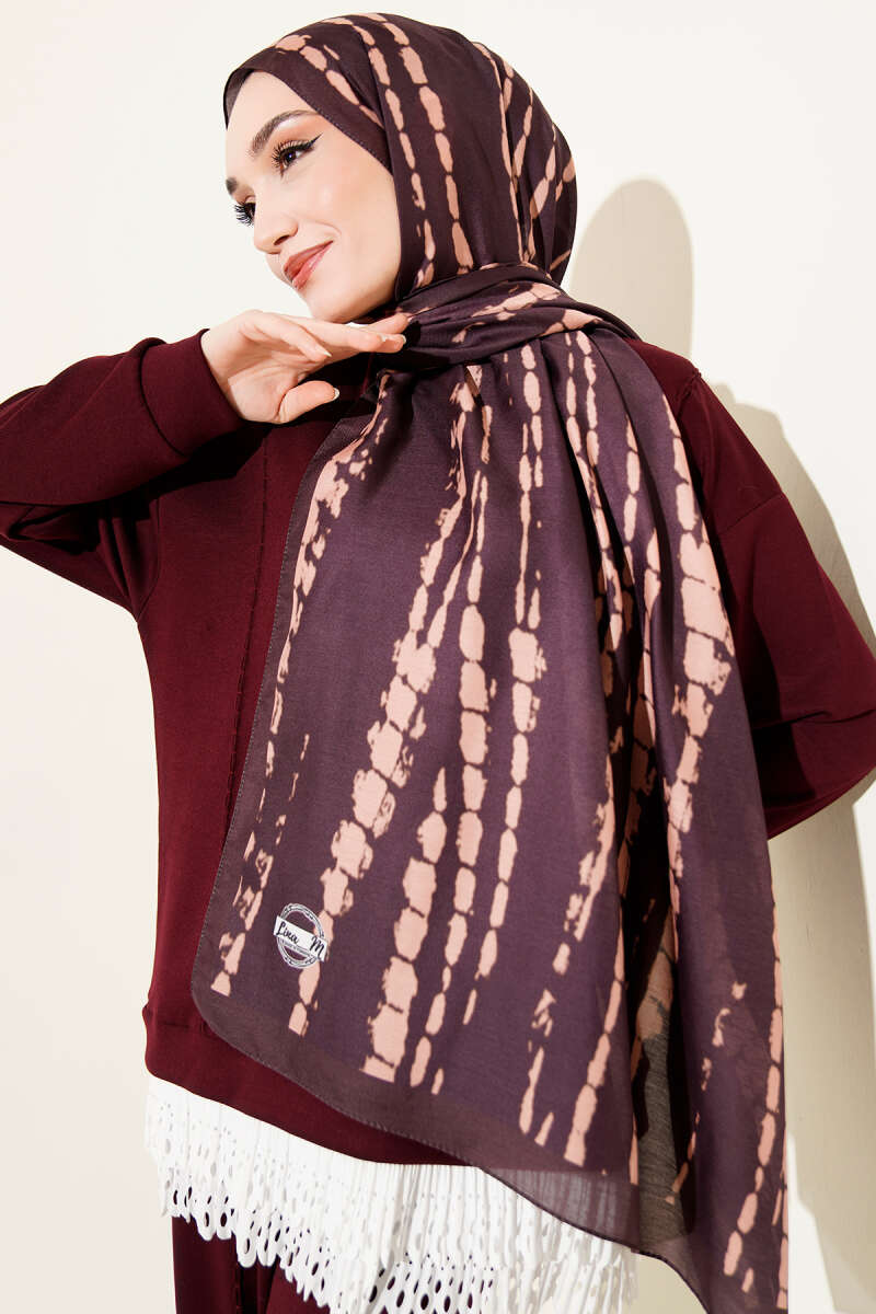 Batik Akış Çizgili Soft Şal Acı Kahve