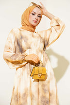 Batik Desen Bel Lastikli Elbise