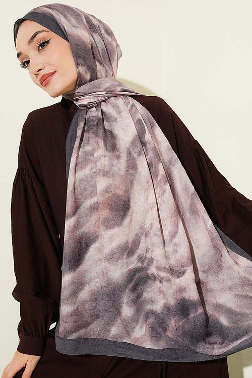Batik Ebruli Bambu Kraş Şal Acı Kahve