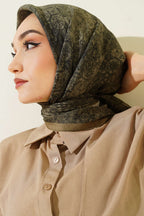 Batik Motifli Modal Eşarp Çağla Yeşili