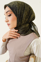 Batik Motifli Modal Eşarp Haki