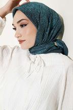 Batik Motifli Modal Eşarp Petrol Yeşili