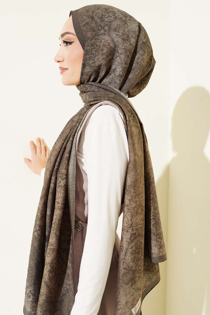 Batik Motifli Modal Şal Çağla Yeşili